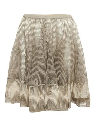 Alaia Intarsia flared mini-rok - Beige