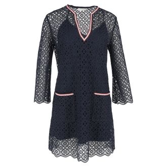 Sandro Lace Mini Dress in Navy Blue Polyester