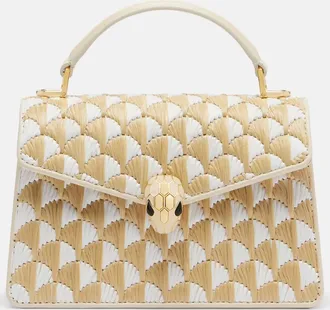 Bulgari Serpenti Forever Mini raffia top-handle bag