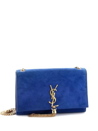 Saint Laurent Classic Monogram Tassel Suede Medium crossbody bag - Blauw