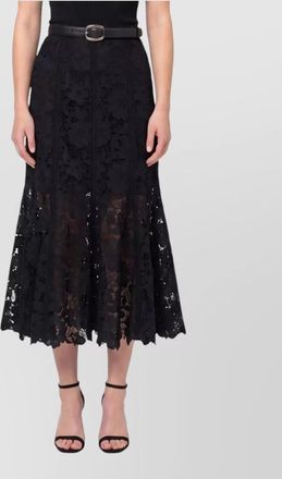 Self Portrait lace high-rise flared midi skirt
