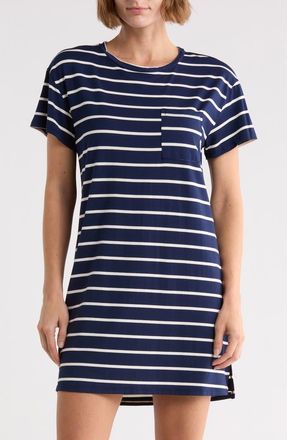 Nordstrom Rack Tranquility Short Sleeve Nightshirt in Navy- Ivory Horizon Stripe at Nordstrom Rack, Size X-Small