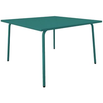 Vente-Unique Vente-unique - Tavolo da giardino quadrato L.120 cm in metallo - Blu anatra - mirmande di mylia