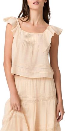 Paige Oaks Pintuck Ruffle Top in Light Peach at Nordstrom, Size Xx-Small
