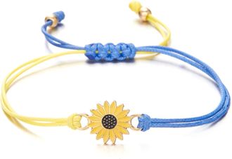 Generic Hand Woven Sunflower Bracelet for Women Blue Yellow Ukraine