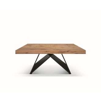Konte Design Mesa de madera, efecto roble, base antracita, ext.160&times;90-240&times;90cm
