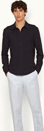 Orlebar Brown Giles Pique Classic Collar Cotton Pique Shirt in Night Iris at Nordstrom, Size Xx-Large