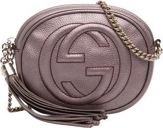 Gucci Pre-owned Metallic Leather Round Crossbody Bag with Tassel - Dames - Vintage Schoudertas - Roze - ONE Size - Leer - Vintage