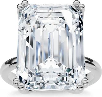 Pompeii3 Certified 10Ct Emerald Cut Diamond Solitaire Engagement Ring 14k Gold Lab Grown