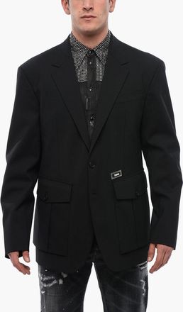 Dsquared2 Blazer in Lana Stretch con Tasche Utility Dsquared2