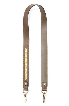 Longchamp Metallic Embroidered Leather Shoulder Strap in Khaki at Nordstrom Rack