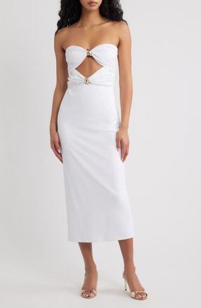 Ronny Kobo Sandrine Hardware Cutout Detail Strapless Dress in Ivory at Nordstrom, Size X-Small