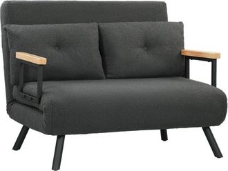 HOMCOM Homcom - sof&aacute; cama de 2 plazas sof&aacute; cama plegable con respaldo ajustable de 5 niveles y 2 almohadas acolchadas para oficina dormitorio 102x73x81 cm