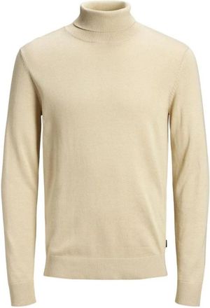 Jack & Jones Beige Coltrui Gebreide Trui - Heren - Coltruien - Beige - XL - Katoen - Truien & Vesten