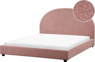 Beliani Cama De Agua Minimalista De Boucl&eacute; 160 X 200 Cm Rosa Pastel Vaucluse
