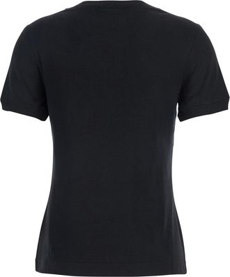 Dolce & Gabbana Womens Black Crewneck T-Shirt With Maxi Logo Cotton T-Shirts & Jerseys