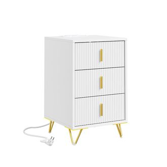 SoBuy Sobuy Mesilla De Noche Con 3 Cajones Blanco 40x40x64cm Moderno Fbt115-l-e-w