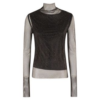 Sportmax Tops, Dames, Zwart, S, Zwarte hoge hals lange mouw top