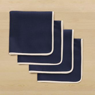 Solino Home Linen Dinner Napkins Set of 4, 20 x 20 Inch for Dining Table, Holiday and Everyday Table Decor - Kensington in Navy at Nordstrom, Size