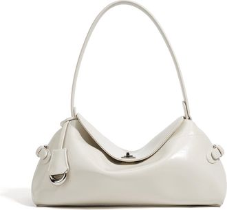 Generic Genuine Leather Womens Shoulder Bag Cowhide Leather Handbag Large (Beige)