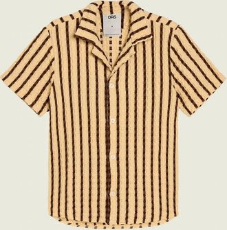 OAS Mens Cuba Waffle Shirt In Tartufo