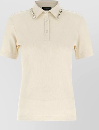 Fabiana Filippi polo shirt crystal detail collar short sleeves