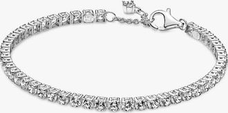 Pandora Sparkling Sterling Silver Tennis Bracelet, Size 16