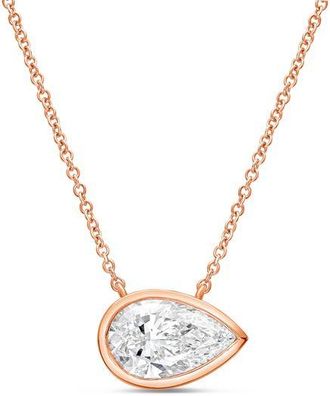 Diana M. Jewels 14kt rose gold lab grown east west pear shape bezel pendant weighing 3.00 ct
