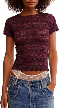 Free People Angelina Mixed Lace Top in Wine at Nordstrom Rack, Size X-Small