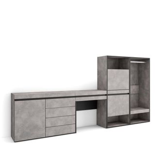 Skraut Home Zapatero, Armario Zapatos Botas, 297x145x35 Cm, Dormitorio, Habitaci&oacute;n, Vestidor Abierto, C&oacute;moda, Cajonera, Tocador, Estilo Moderno, Gris Cemento - Sk