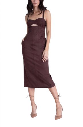 Karina Grimaldi Olivia Suede Midi Dress In Brown