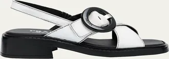 Prada Leather Crisscross Slingback Sandals