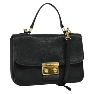 Miu Miu Tweedehands leren handtassen - Dames - Vintage Handtas - Zwart - ONE Size - Leer - Vintage