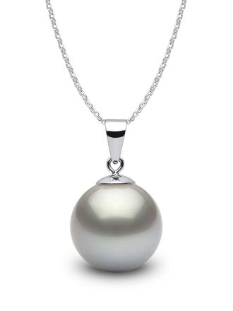 Yoko London 18kt white gold Classic 11mm grey Tahitian pearl pendant necklace - women - 18kt White Gold/Pearl - OS - Silver