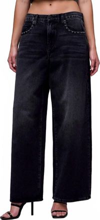 Hidden Jeans Womens Oversized Low Slung Studded Baggy Jean In Black