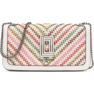 Karl Lagerfeld Kosette Chevron Raffia Shoulder in Multi Combo at Nordstrom