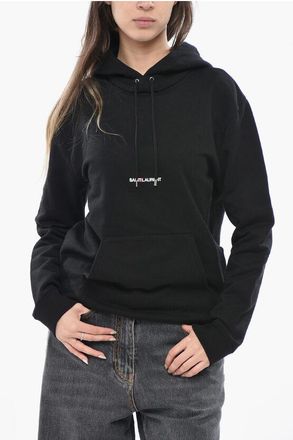 Saint Laurent Brushed Cotton Hoodie With Logo Print size Xs