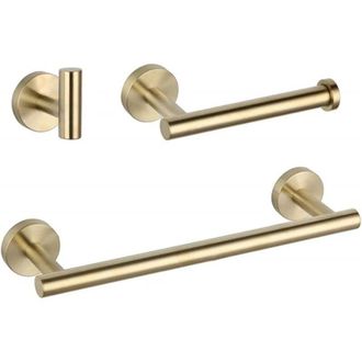 OEM Juego De Accesorios De Ba&ntilde;o En Oro Cepillado, Toallero, Portarrollos De Papel Higi&eacute;nico, Perchero Y Albornoz, Juego De Ba&ntilde;o De Acero Inoxidable