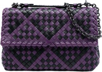 Bottega Veneta Womens Pre-owned Small Bicolor Nappa Intrecciato Olimpia Shoulder Bag - Purple Leather - One Size