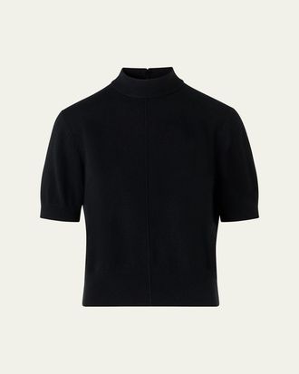 Akris Mock-Neck Short-Sleeve Cashmere Sweater