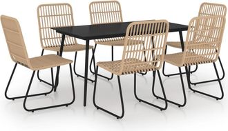 vidaXL Juego De Comedor Para Jard&iacute;n 7 Piezas Rat&aacute;n Sint&eacute;tico Y Vidrio Vidaxl