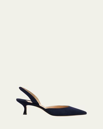 Manolo Blahnik Carolyne Kitten-Heel Halter Pumps