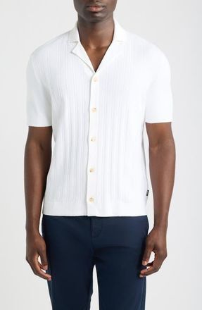 BOSS C-Neri Button Front Short Sleeve Shirt in White at Nordstrom, Size Xx-Large