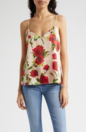 L'agence Jane Rose Print Silk Camisole in Sandred R at Nordstrom Rack, Size X-Small