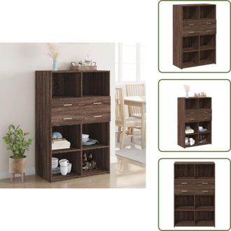 vidaXL Credenza con cassetti - vidaXL Credenza Rovere Marrone 80x42,5x124 cm in Legno Multistrato - Credenza per soggiorno