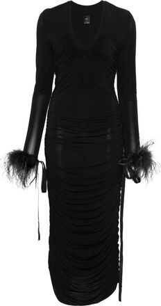 Pinko Feather-trim Midi Dress