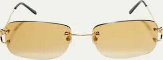 Cartier Mens Rimless Metal Sunglasses