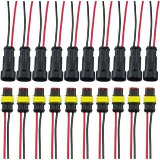 OEM Enchufe Impermeable, Enchufe El&eacute;ctrico Macho Y Hembra, Conector El&eacute;ctrico Impermeable Awg (2 Pines Con Cable &times; 10 Kits)