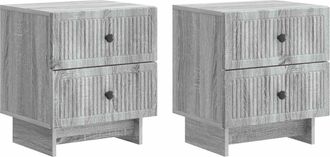 vidaXL Armario De Noche 2 Uds. Gris Sonoma 43 X 34,5 X 47,5 Cm Vidaxl