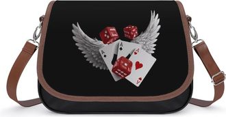 Generic Poker Cards with Wings And Dice Fashion Womens Crossbody Bags Novelty Handbag Shoulder Bag Purse